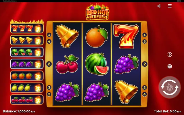 Red Hot Multipliers: στιγμιότυπο 1 από το παιχνίδι