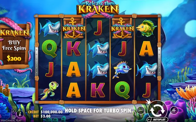 Release the Kraken – κύριο παιχνίδι με τους τροχούς και τα σύμβολα, θέμα: τέρατα